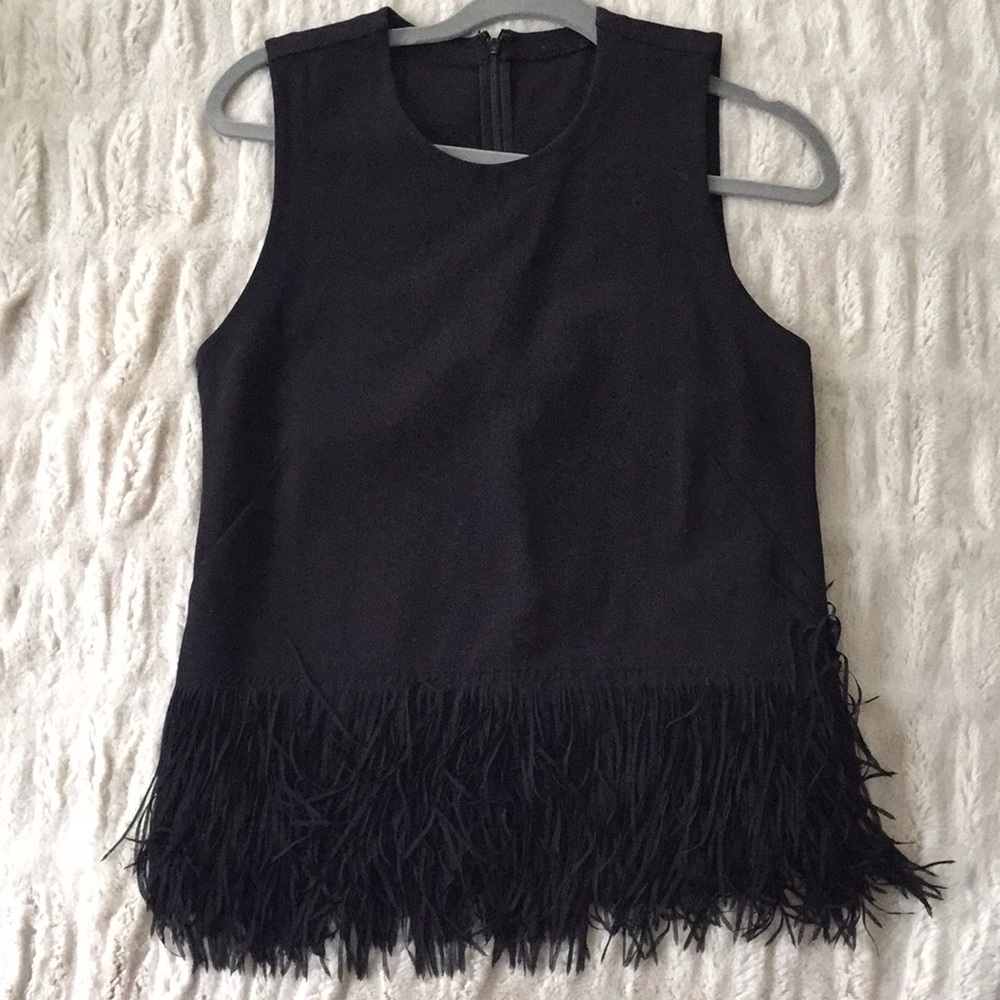 JCrew Black frilly Top